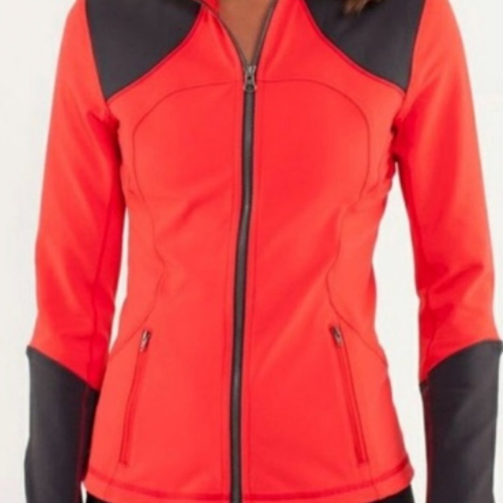 Lululemon define for me jacket bright coral gray